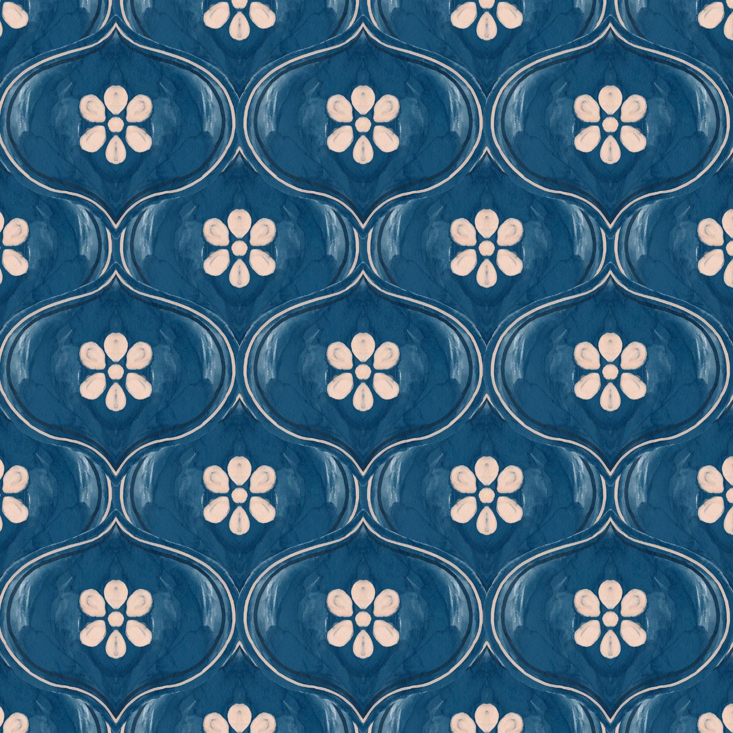 Blue Ornament-PAMPA Wallcoverings