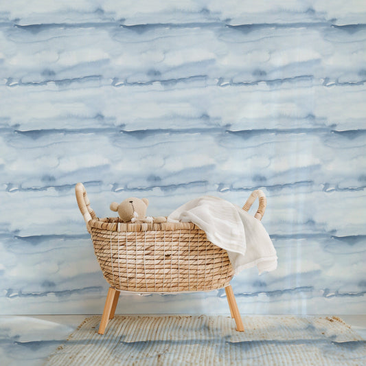 Blue Sky soft sky-blue gradient wallpaper in a nursery