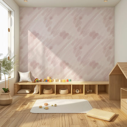 Blush Brushstrokes wallpaper in a nursery and children's room