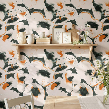 Bold Abstractions modern geometric abstract wallpaper in a dining room
