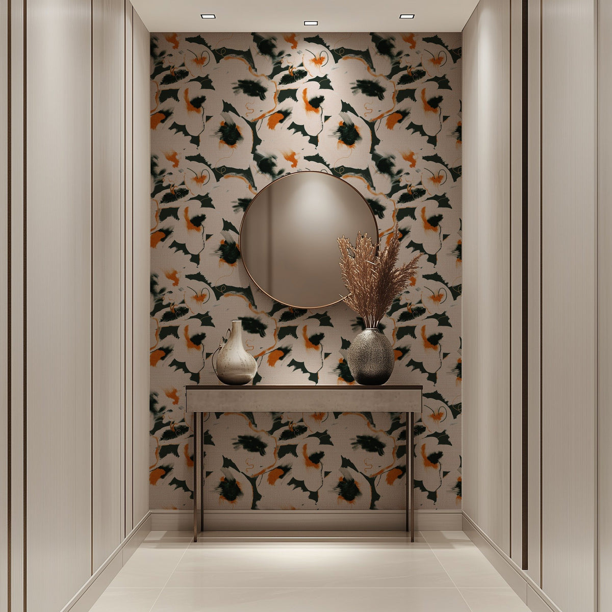 Bold Abstractions modern geometric abstract wallpaper in a home office