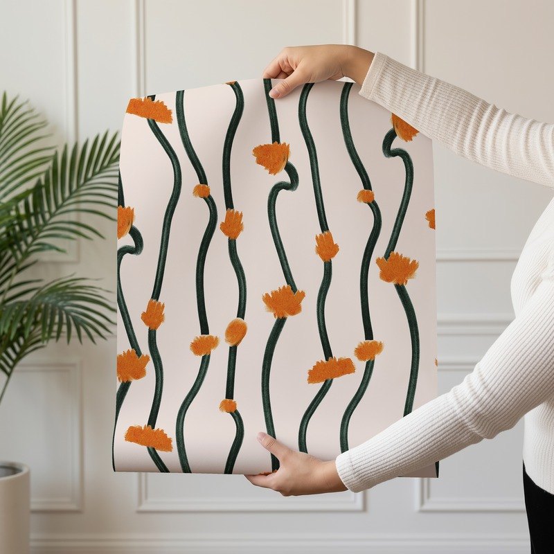 Bold Lines modern line-art geometric wallpaper shown on a single wallpaper drop