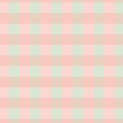 Checked Pattern Wallpaper design in Blush, Mint & Sandy Tan, a soft pastel gingham check