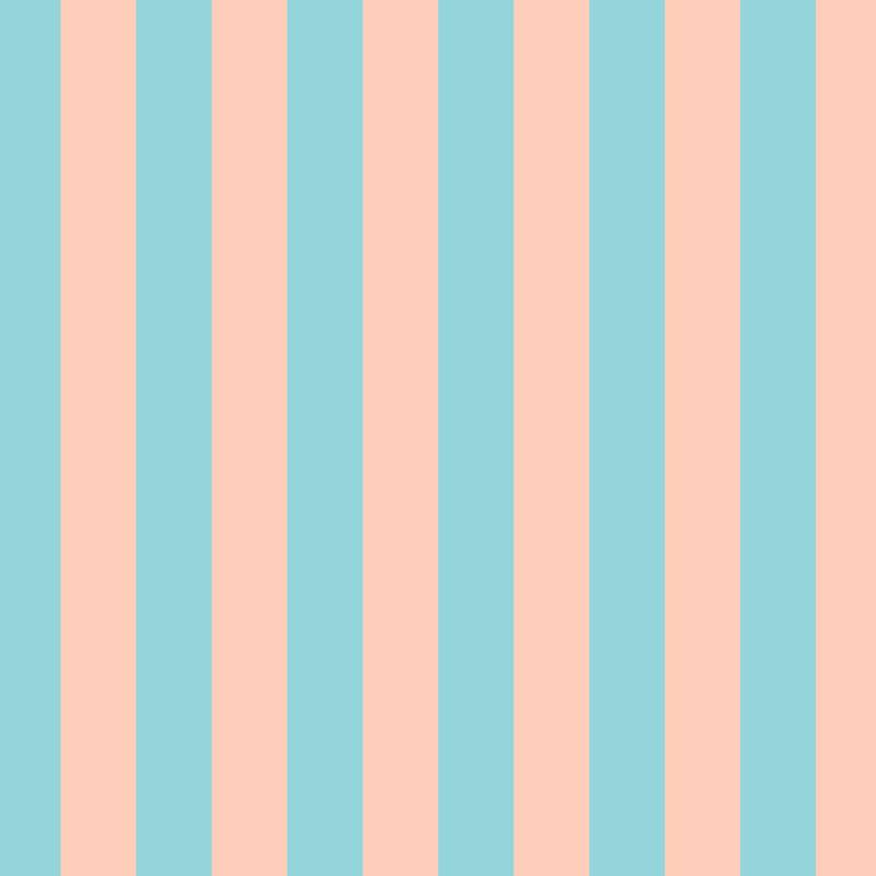 Classic Stripe Wallpaper in Aqua & Peach – bold stripes on a peach ground