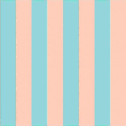 Aqua & Peach – Classic Stripe Wallpaper - true-scale 62 cm swatch
