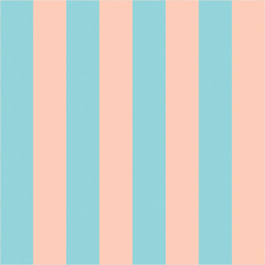 Aqua & Peach – Classic Stripe Wallpaper - true-scale 62 cm swatch