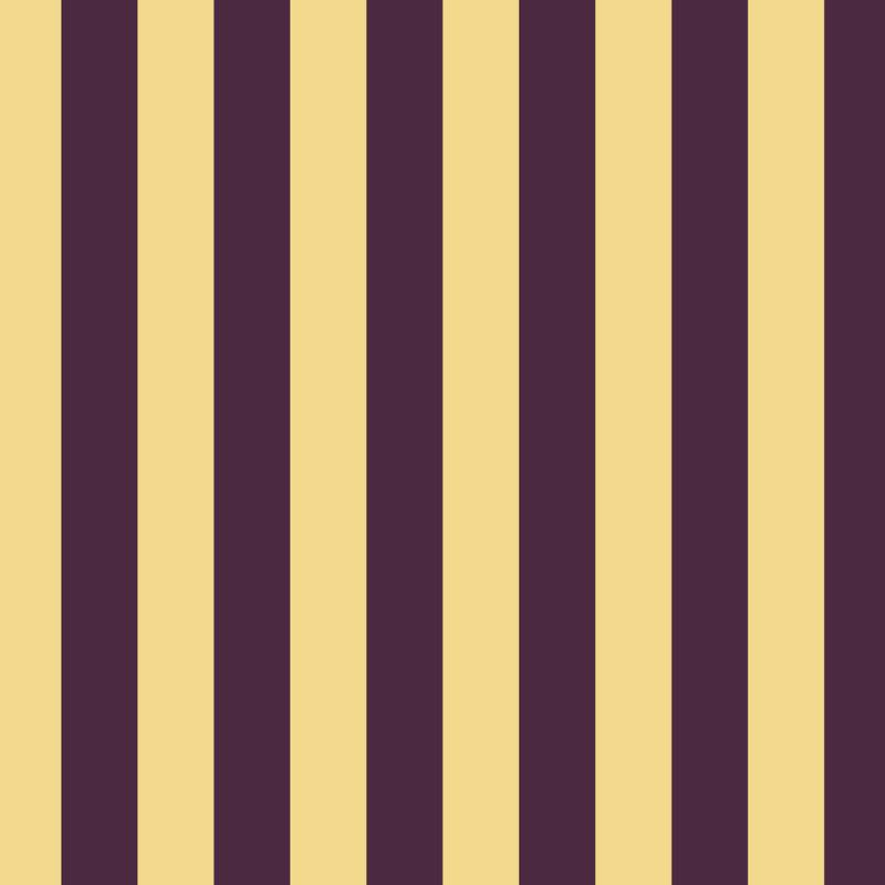 Classic Stripe Wallpaper in Butter & Aubergine – bold stripes on an aubergine ground
