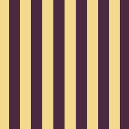 Classic Stripe Wallpaper in Butter & Aubergine – bold stripes on an aubergine ground