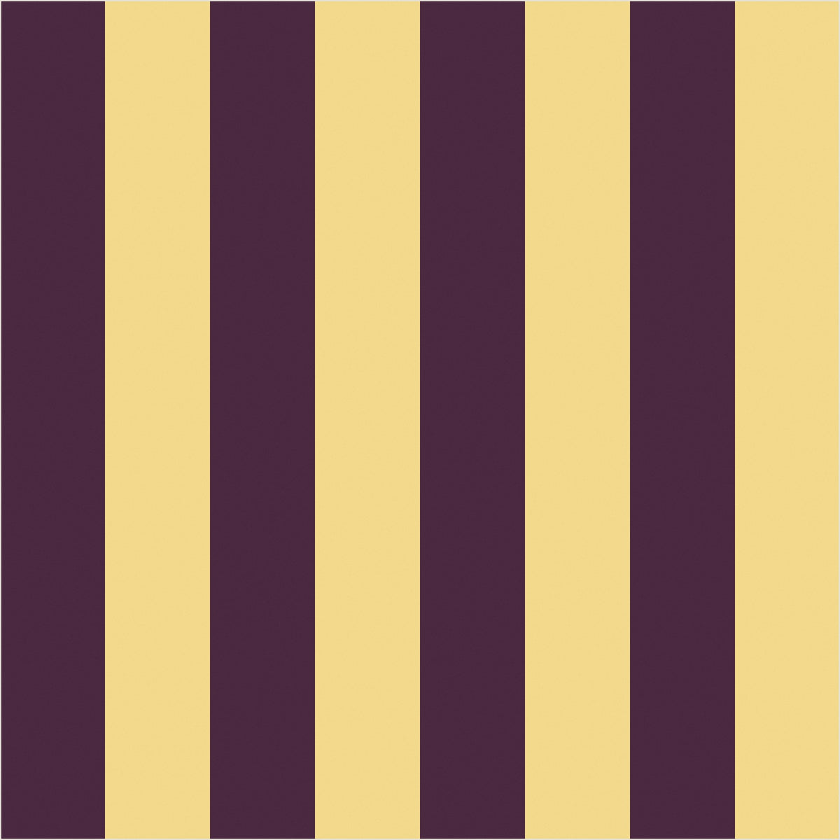 Butter & Aubergine classic stripe wallpaper, true-scale 62 cm swatch