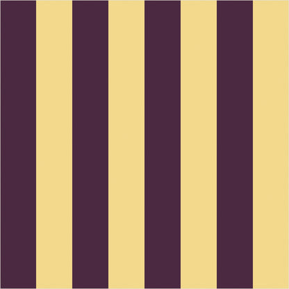 Butter & Aubergine classic stripe wallpaper, true-scale 62 cm swatch