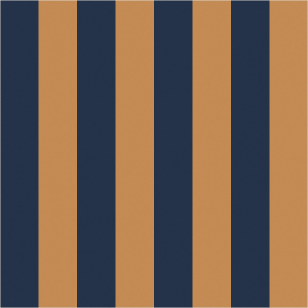 Caramel & Midnight Blue classic stripe wallpaper, true-scale 62 cm swatch