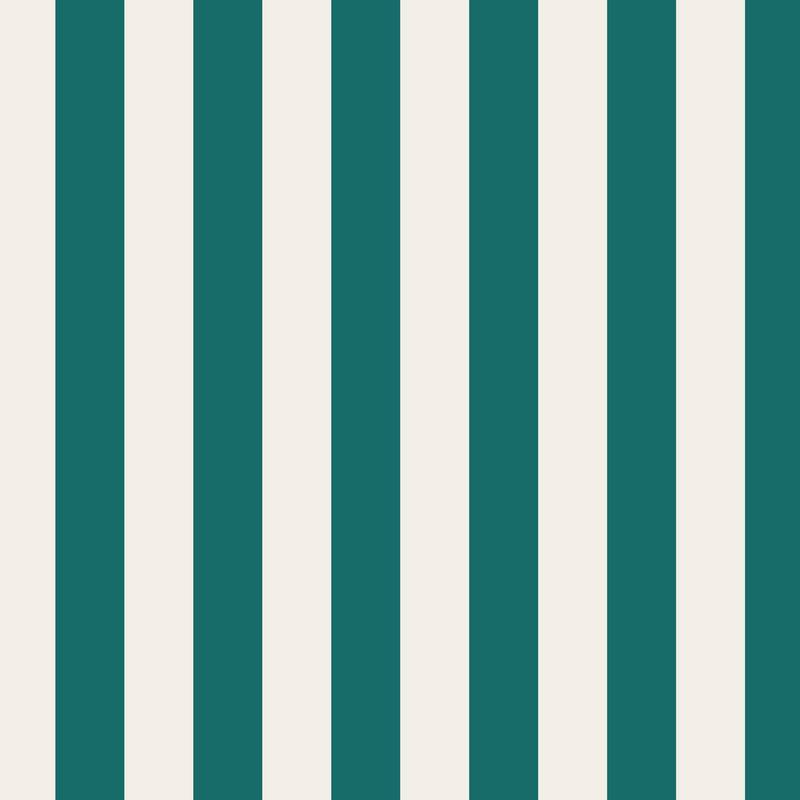 Classic Stripe Wallpaper in Chalk White & Rich Teal – bold stripes on a rich teal ground
