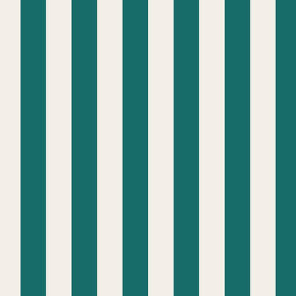 Classic Stripe Wallpaper in Chalk White & Rich Teal – bold stripes on a rich teal ground