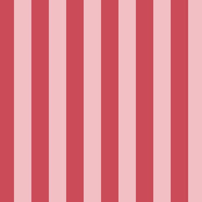 Classic Stripe Wallpaper in Cherry Red & Powder Pink – bold cherry red stripe on a soft powder pink ground