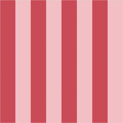 Cherry Red & Powder Pink classic stripe wallpaper, true-scale 62 cm swatch