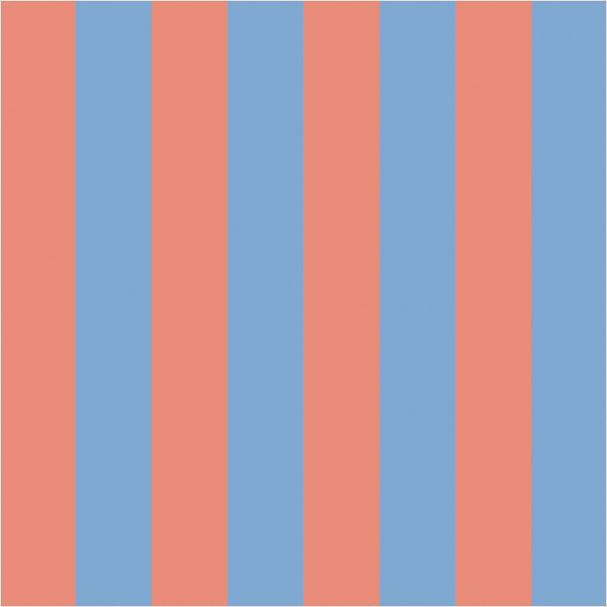 Cornflower Blue & Soft Coral classic stripe wallpaper, true-scale 62 cm swatch
