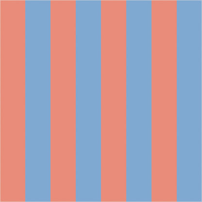 Cornflower Blue & Soft Coral classic stripe wallpaper, true-scale 62 cm swatch