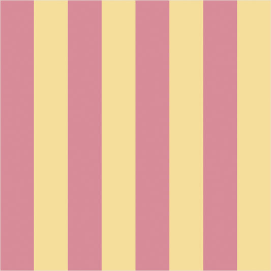 Dusty Rose & Buttercream classic stripe wallpaper, true-scale 62 cm swatch