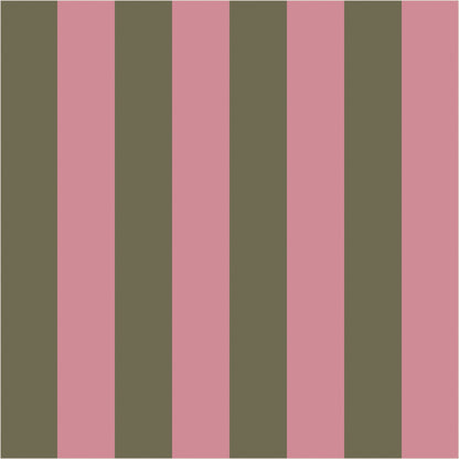 Dusty Rose & Khaki – Classic Stripe Wallpaper - true-scale 62 cm swatch