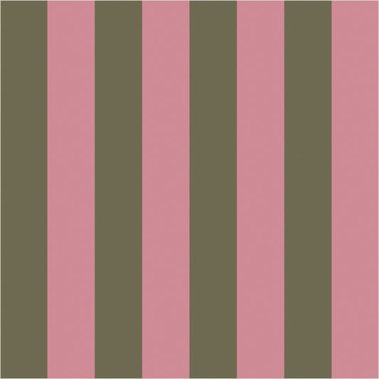 Dusty Rose & Khaki – Classic Stripe Wallpaper - true-scale 62 cm swatch
