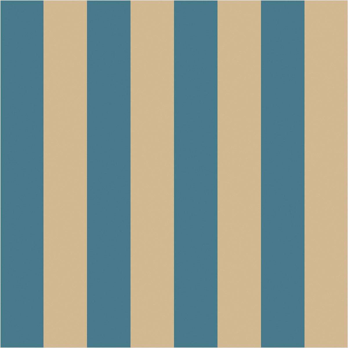 Dutch Blue & Warm Sand classic stripe wallpaper, true-scale 62 cm swatch