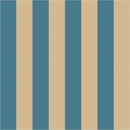 Dutch Blue & Warm Sand classic stripe wallpaper, true-scale 62 cm swatch