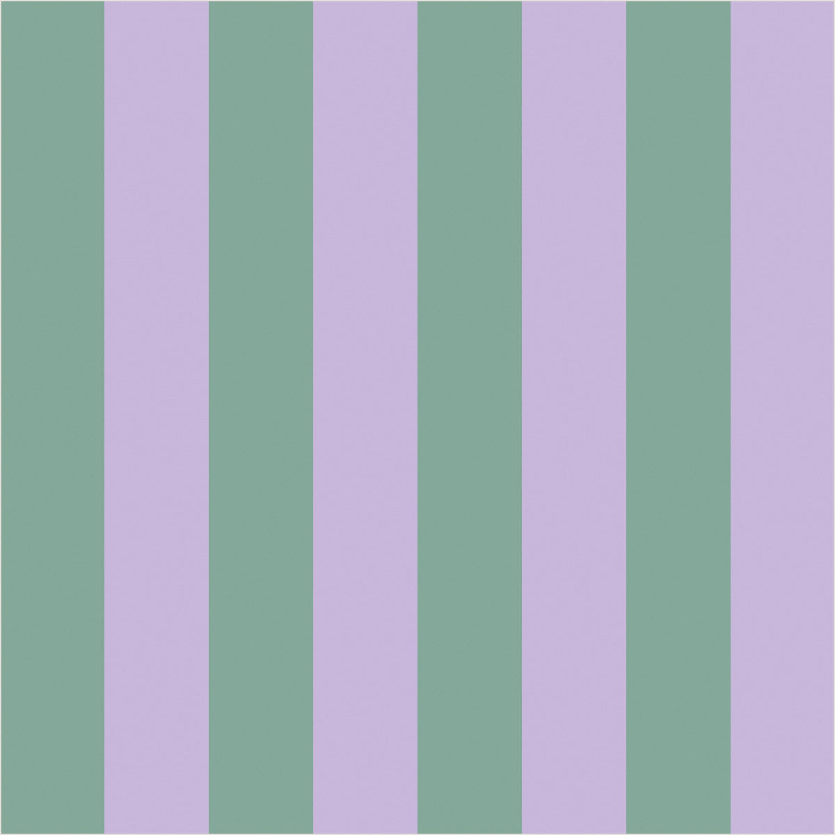 Eucalyptus & Soft Lilac classic stripe wallpaper, true-scale 62 cm swatch