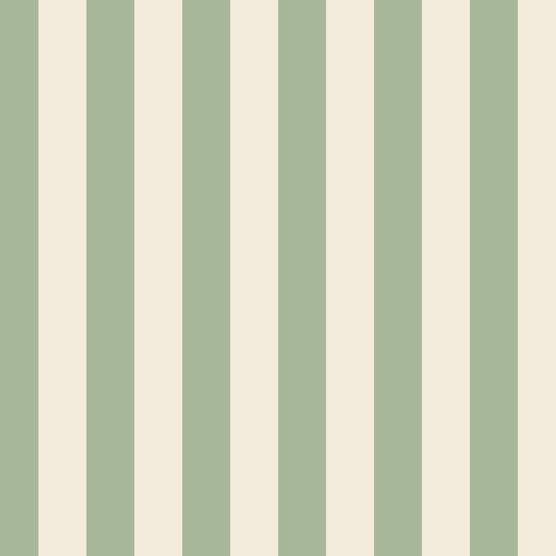 Classic Stripe Wallpaper in Gentle Sage & Warm Ivory – bold stripes on a warm ivory ground
