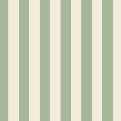Classic Stripe Wallpaper in Gentle Sage & Warm Ivory – bold stripes on a warm ivory ground