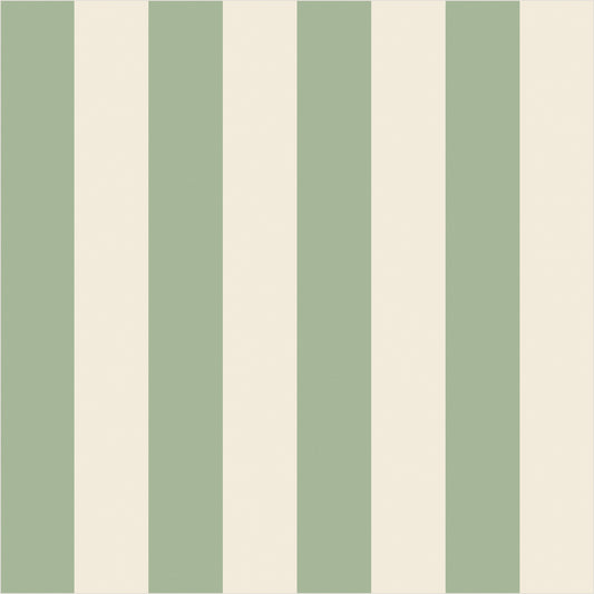 Gentle Sage & Warm Ivory classic stripe wallpaper, true-scale 62 cm swatch