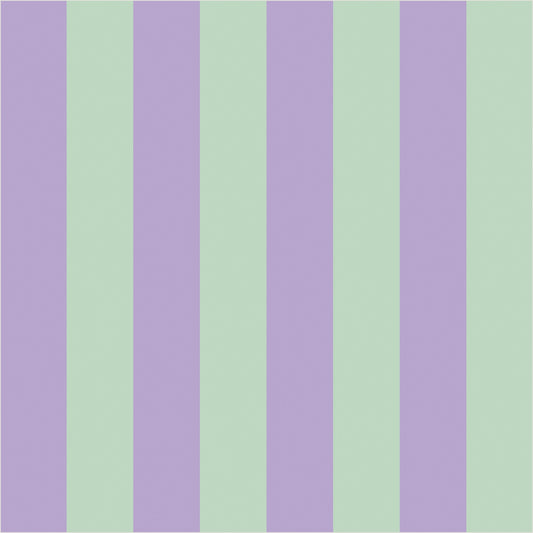 Lavender Mist & Mint classic stripe wallpaper, true-scale 62 cm swatch