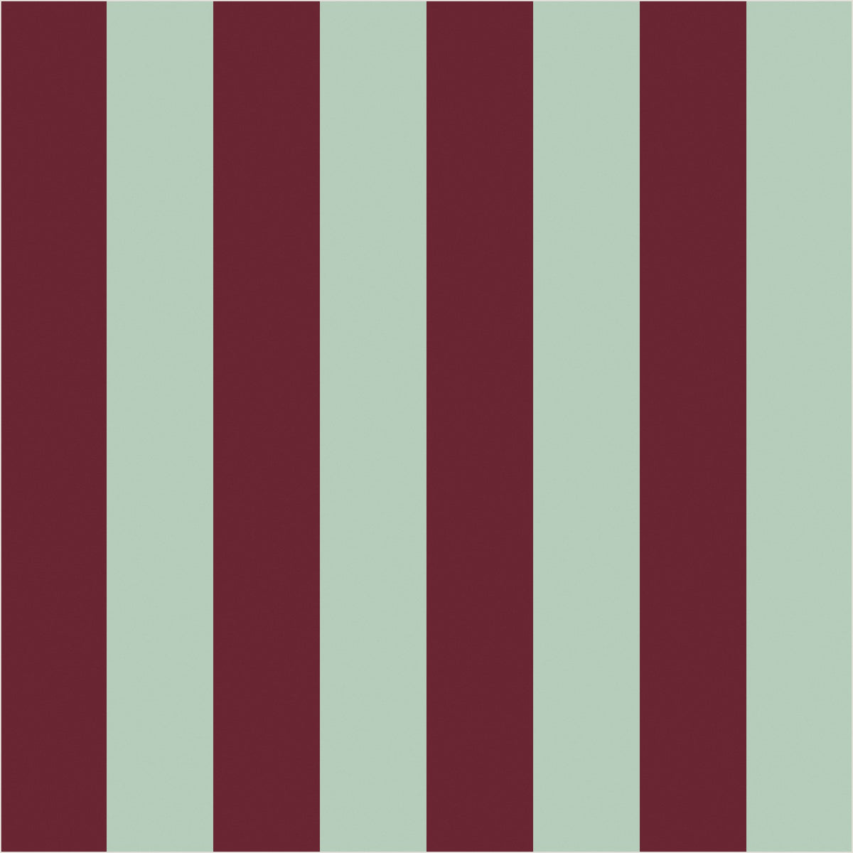 Mineral Mint & Oxblood classic stripe wallpaper, true-scale 62 cm swatch
