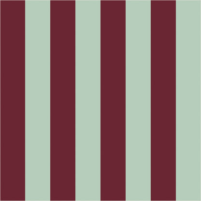 Mineral Mint & Oxblood classic stripe wallpaper, true-scale 62 cm swatch