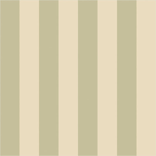 Olive & Warm Sand – Classic Stripe Wallpaper - true-scale 62 cm swatch