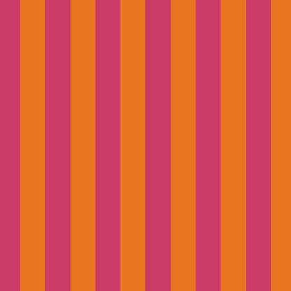 Classic Stripe Wallpaper in Pink & Tangerine – bold stripes on a tangerine ground