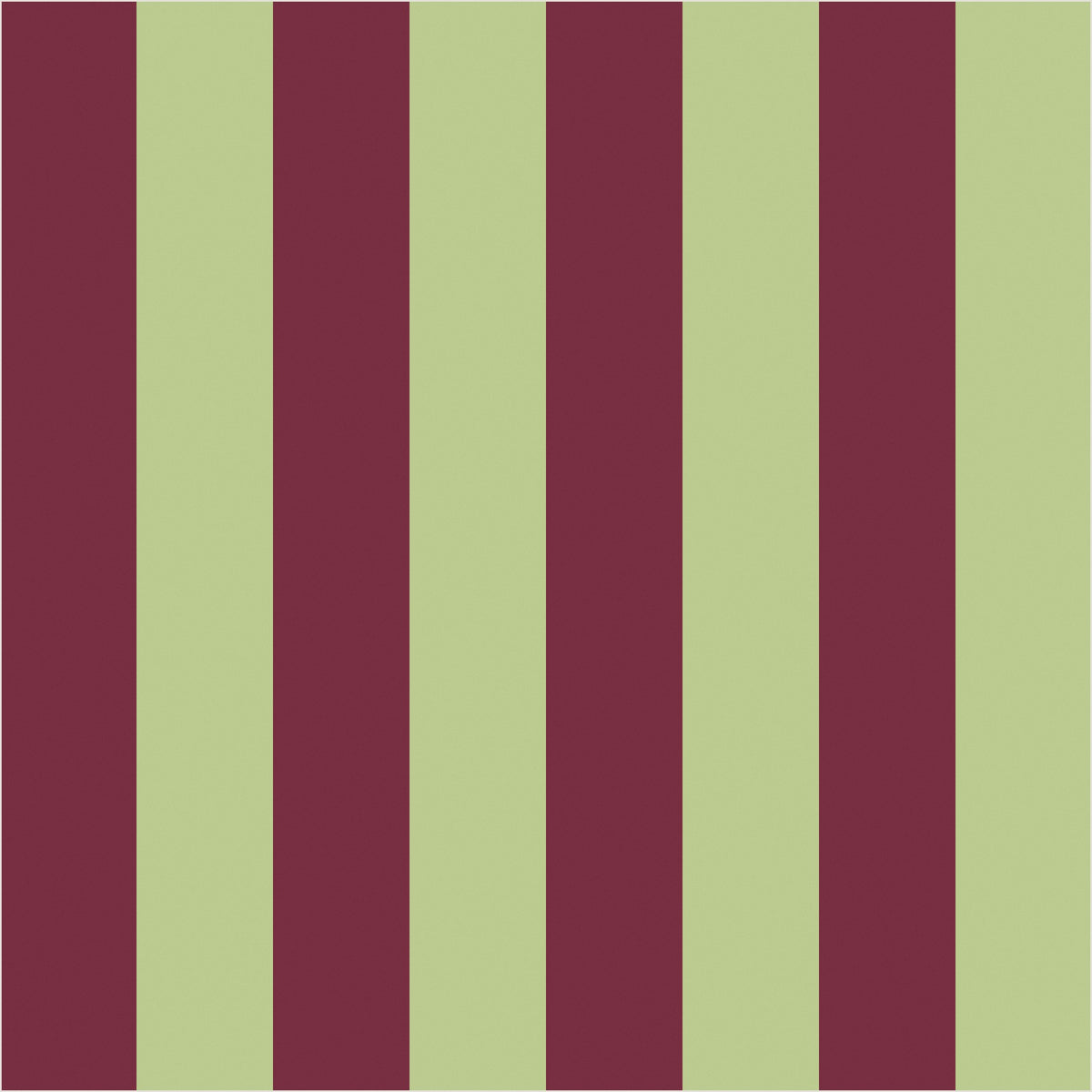 Pistachio & Burgundy classic stripe wallpaper, true-scale 62 cm swatch