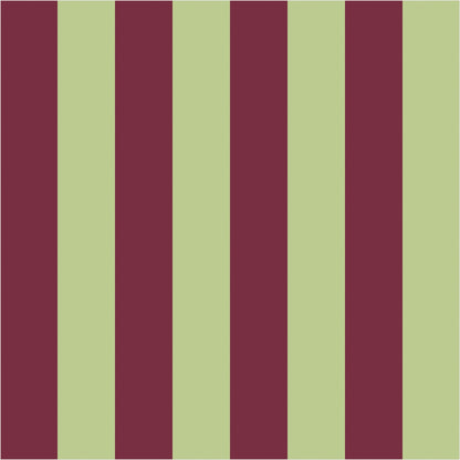 Pistachio & Burgundy classic stripe wallpaper, true-scale 62 cm swatch