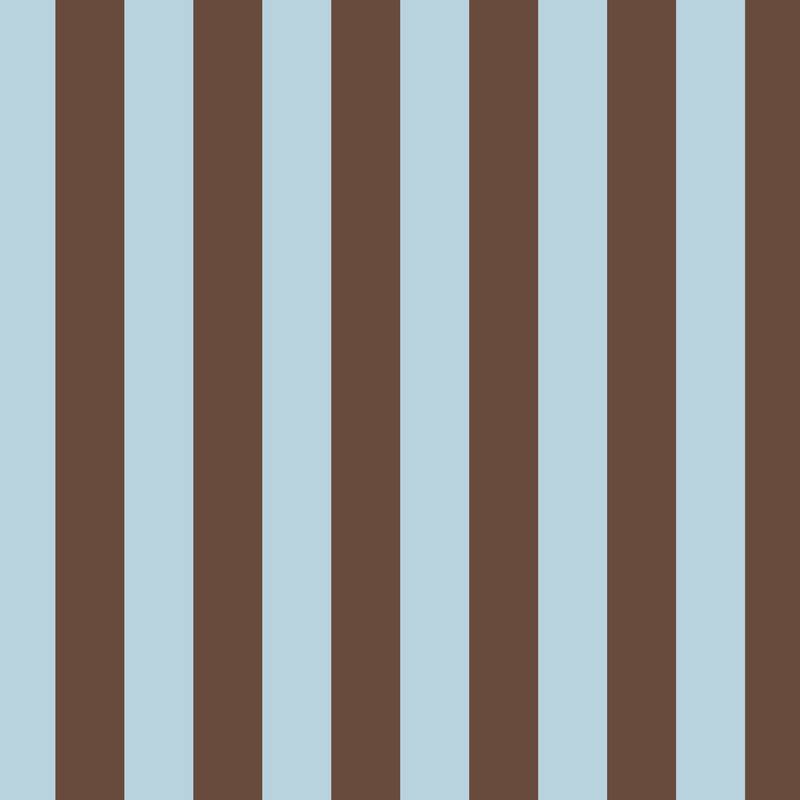Classic Stripe Wallpaper in Powder Blue & Cocoa – bold stripes on a cocoa ground