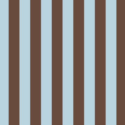 Classic Stripe Wallpaper in Powder Blue & Cocoa – bold stripes on a cocoa ground