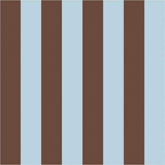 Powder Blue & Cocoa classic stripe wallpaper, true-scale 62 cm swatch