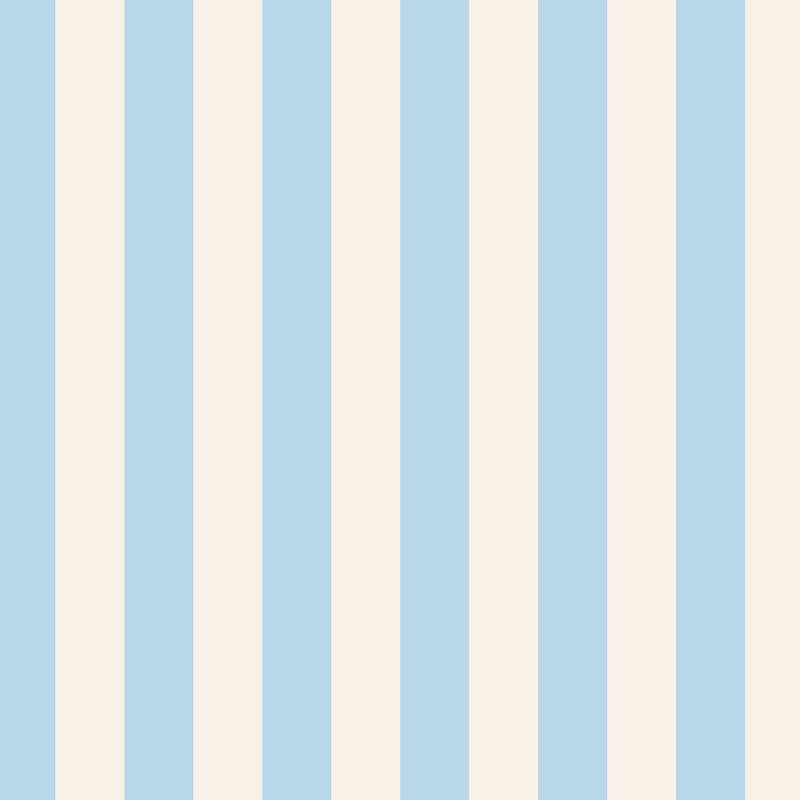 Classic Stripe Wallpaper in Powder Blue & Warm White – bold stripes on a warm white ground