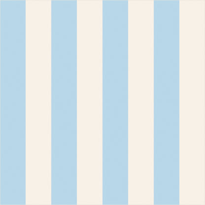 Powder Blue & Warm White classic stripe wallpaper, true-scale 62 cm swatch