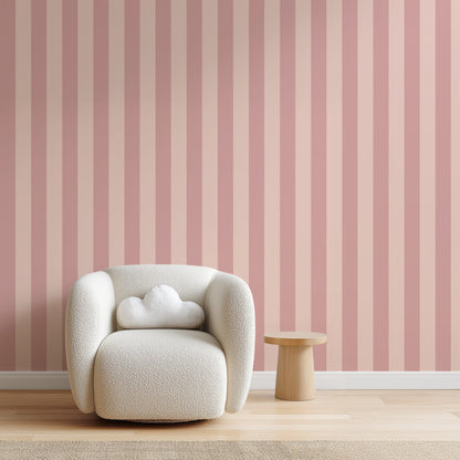 Rose & Cream – Classic Stripe Wallpaper styled in a hallway and home office