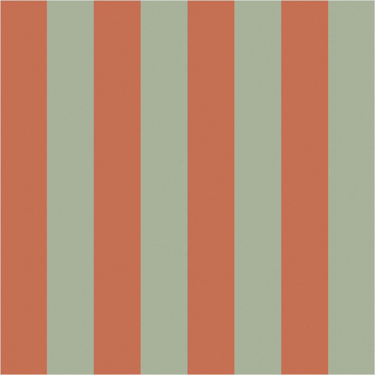 Sage & Baked Clay classic stripe wallpaper, true-scale 62 cm swatch