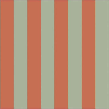 Sage & Baked Clay classic stripe wallpaper, true-scale 62 cm swatch