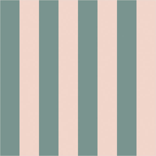 Sage Grey & Apricot Blush – Classic Stripe Wallpaper - true-scale 62 cm swatch