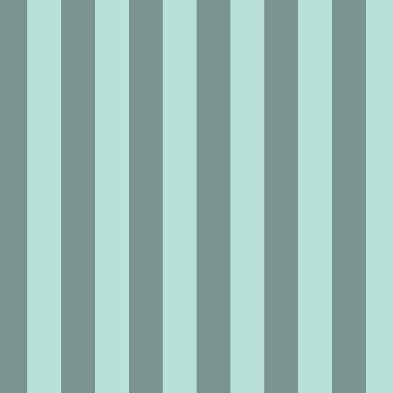 Classic Stripe Wallpaper in Sage Grey & Sea Mint – bold stripes on a sea mint ground