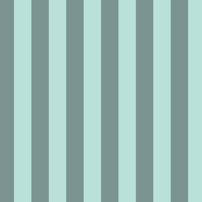 Classic Stripe Wallpaper in Sage Grey & Sea Mint – bold stripes on a sea mint ground