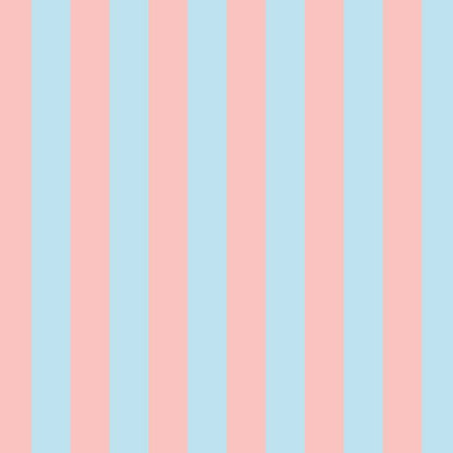 Classic Stripe Wallpaper in Sky & Blush – bold stripes on a blush ground