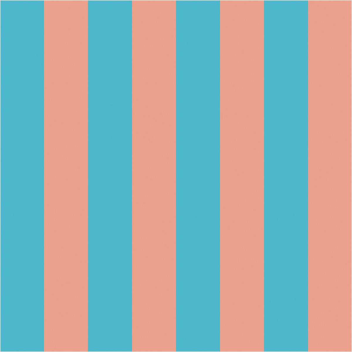 Sky & Coral – Classic Stripe Wallpaper - true-scale 62 cm swatch